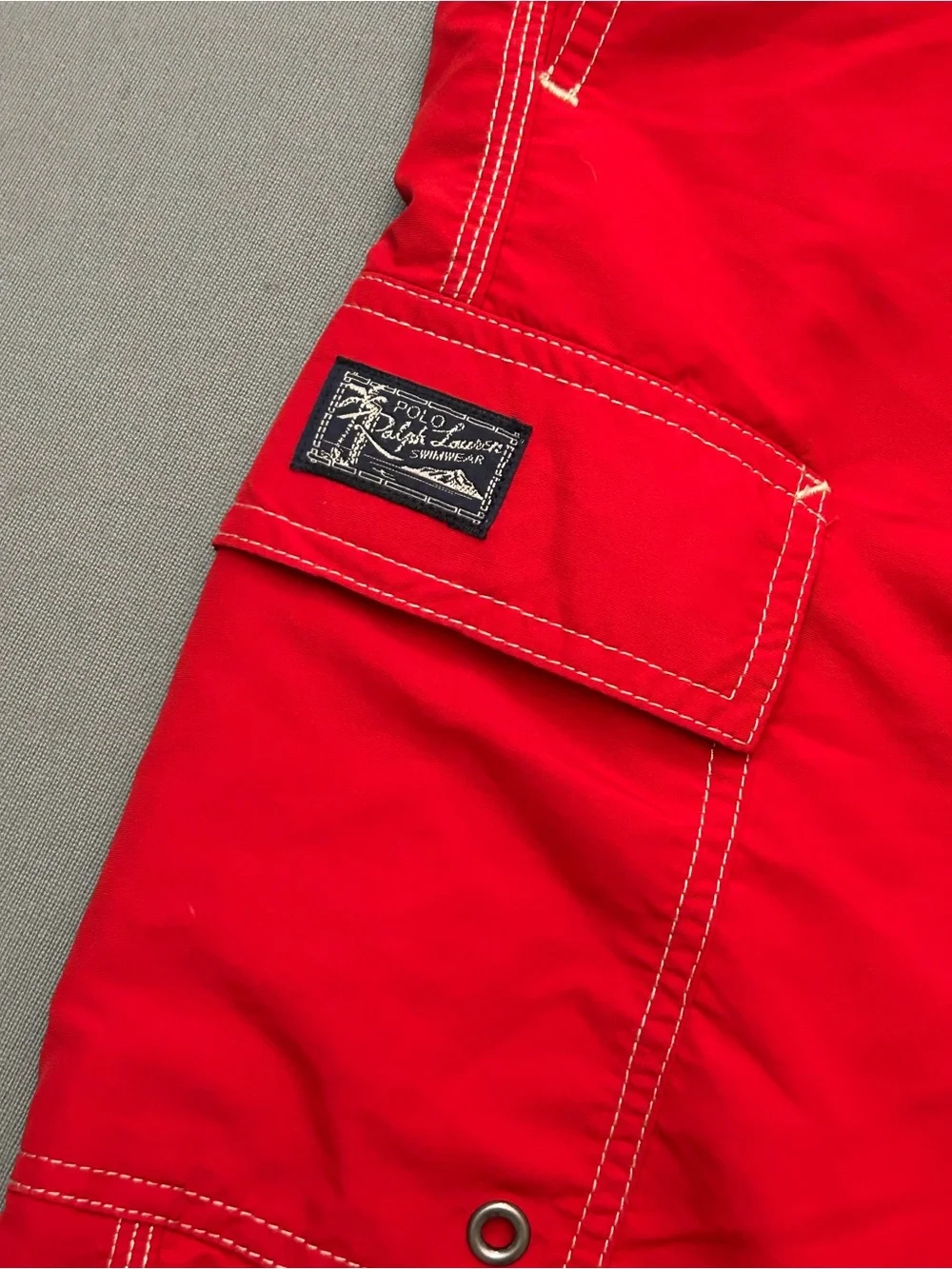 Polo by Ralph Lauren Red Men's Swim Board Shorts‎ with Contrast Drawstring